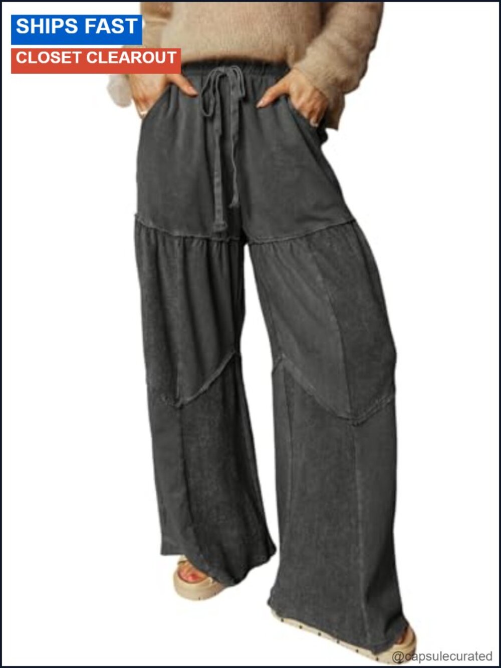 Women's Palazzo Pants Wide Leg High Waist Drawstring Lounge